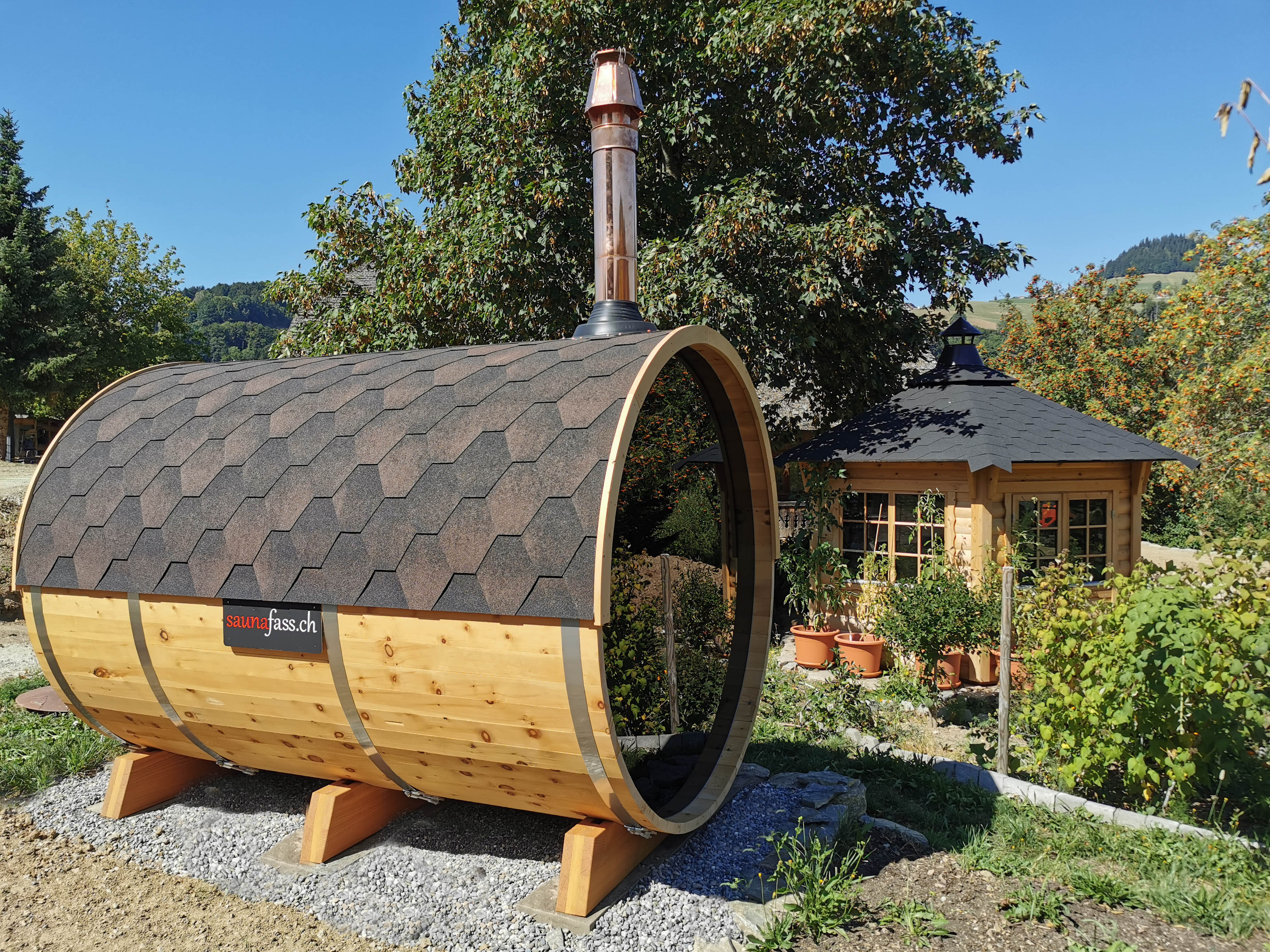 Saunafass als Fasssauna aus Arve